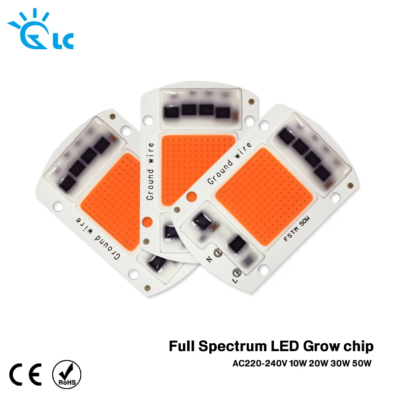 

LED COB Chip 50W For Grow Light Full Spectrum 30W 20W 10W 220V 240V LED Grow Phyto Lamps