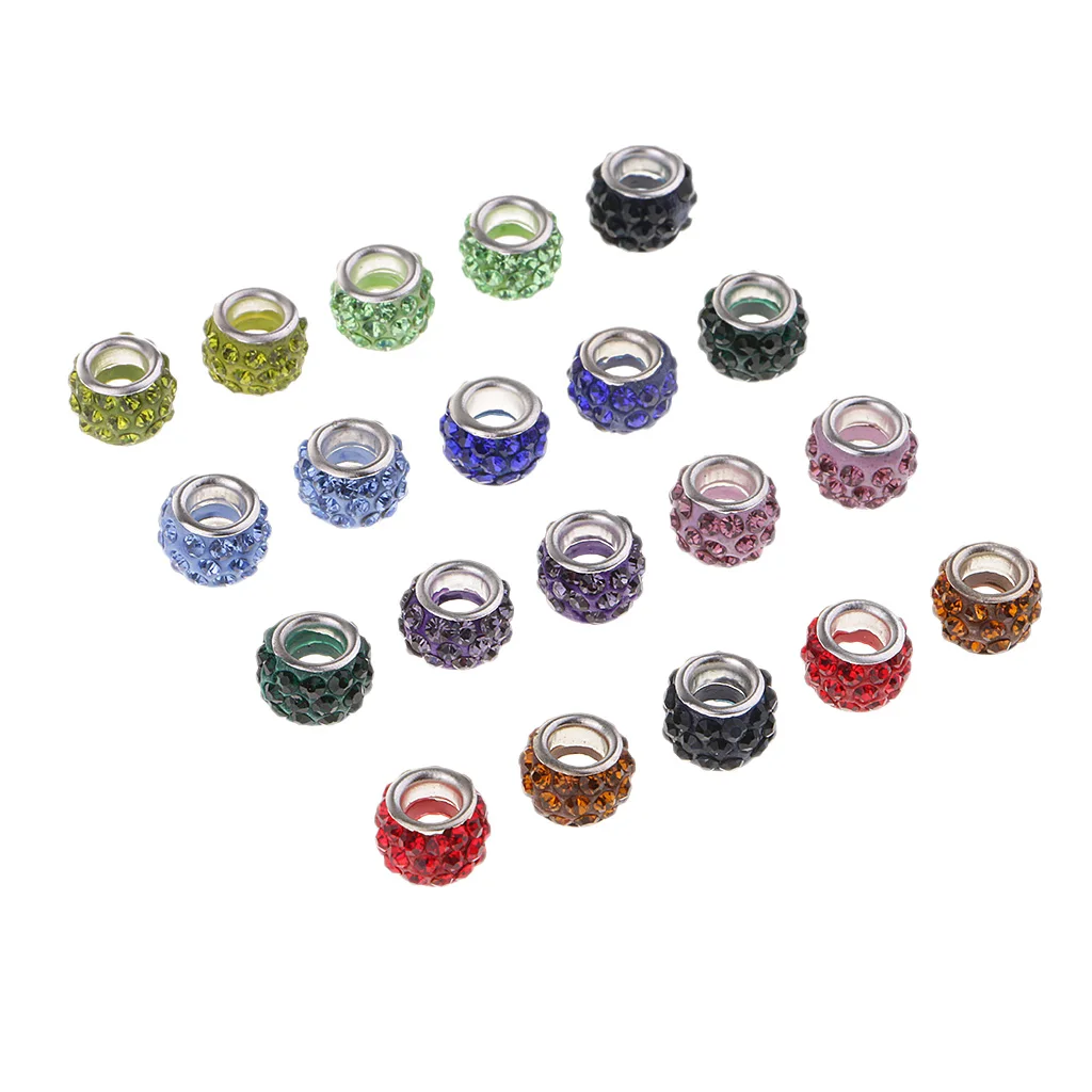 20pcs 10mm Made of Clay, Crystal Large Holes Beads For DIY Jewelry Making, Sewing Accessories