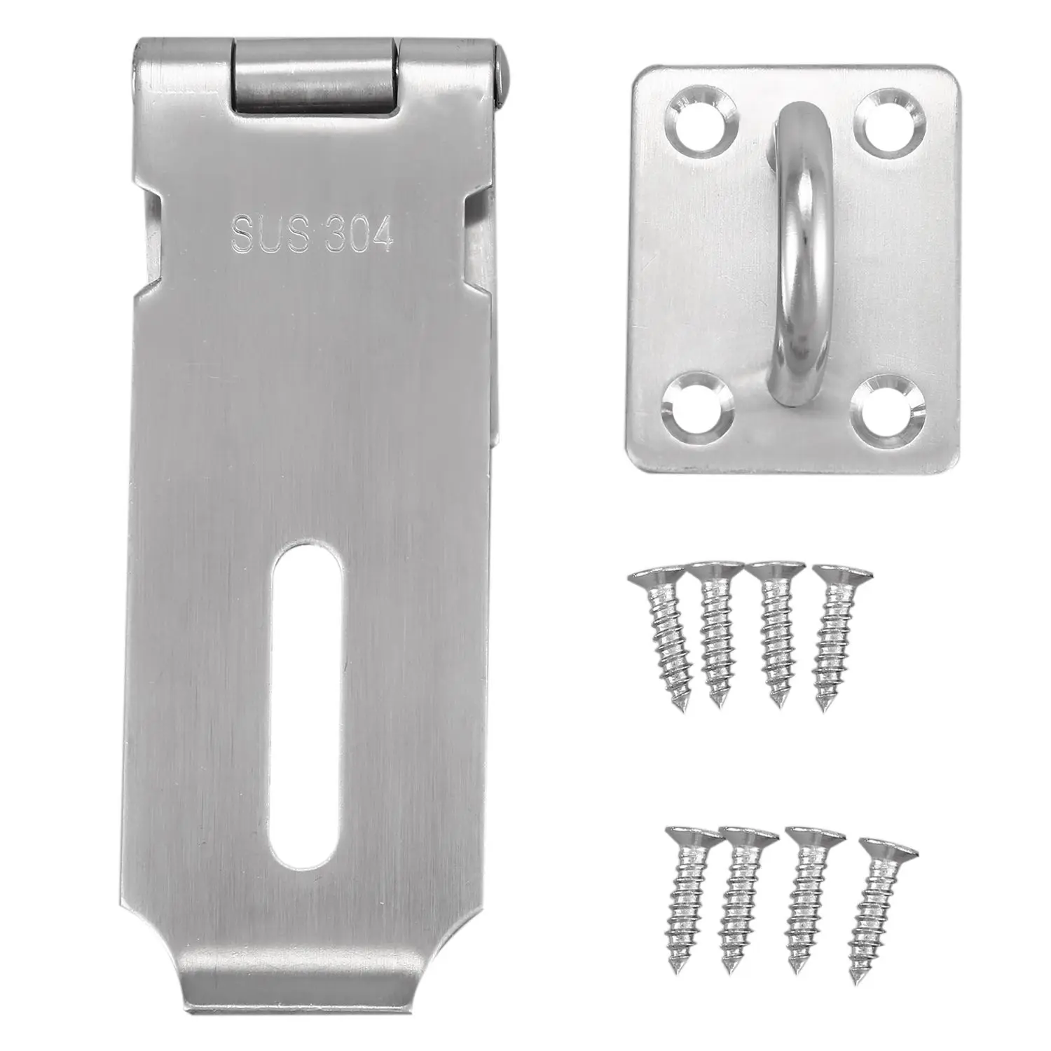 

DSHA -Gate Door Latch Lock Padlock stainless steel Hasp Staple 160mm Long, Silver