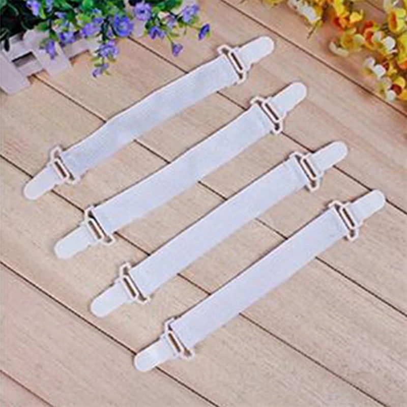 

4pcs/Set Nickel-plated Adjustable Bed Sheet Cord Hook Loop Straps Fastener/Holder/Strap/Suspender Sheet