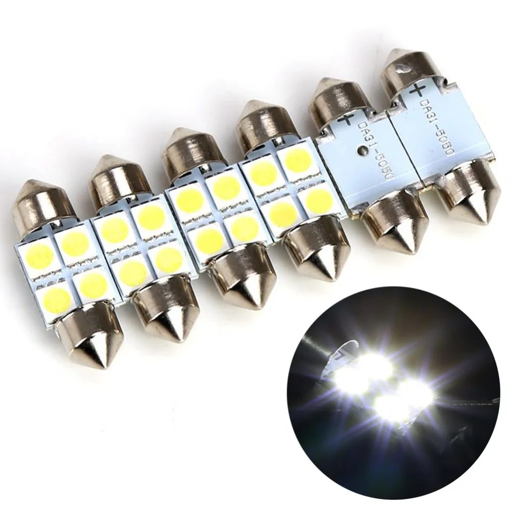 

100PCS white 5050 4 LED 4 smd Festoon Dome Car Bulb C5W 211 212 31mm 4SMD 4led 5050 Car dome License Plate Head Light 12V