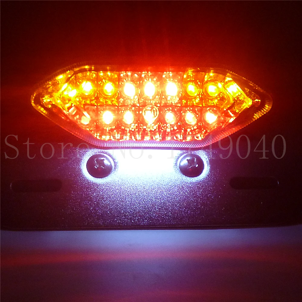 blue 2x 12V 3LED Motor Bike Rear Tail Licence Plate Brake Light Universal Scooter Back Lamp