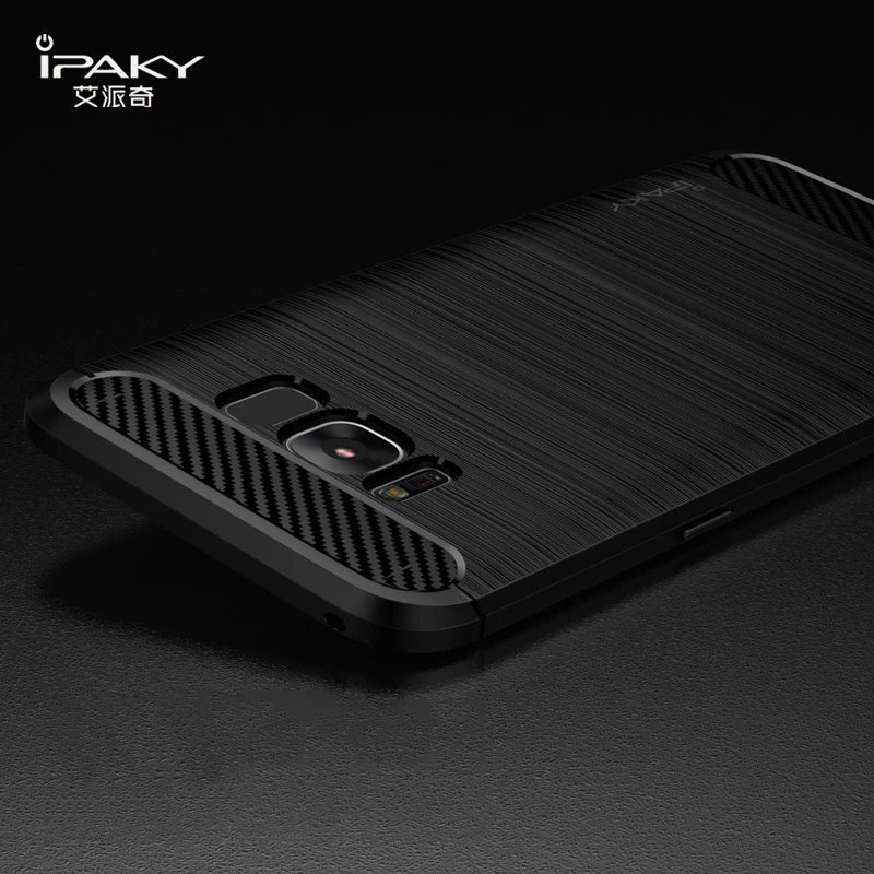 

iPaky Brand For Samsung Galaxy S8 Case Carbon Fiber Back Cover Brushed Silicone Soft TPU Phone Cases For Samsung S8 Plus