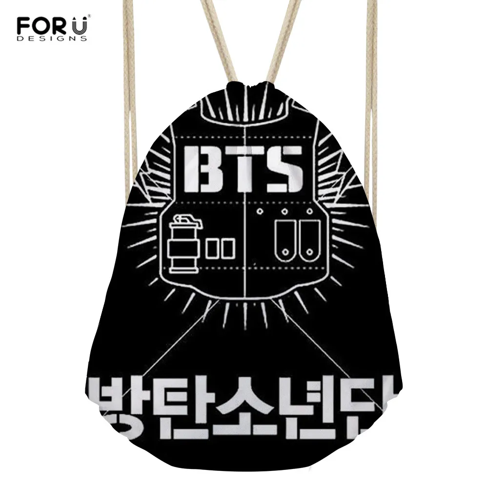 

FORUDESIGNS BTS K-pop Printed Korea Women's Backpack for Girls Fashion Mini Drawstring Bags Ladies Sac a Dos School Backpacks