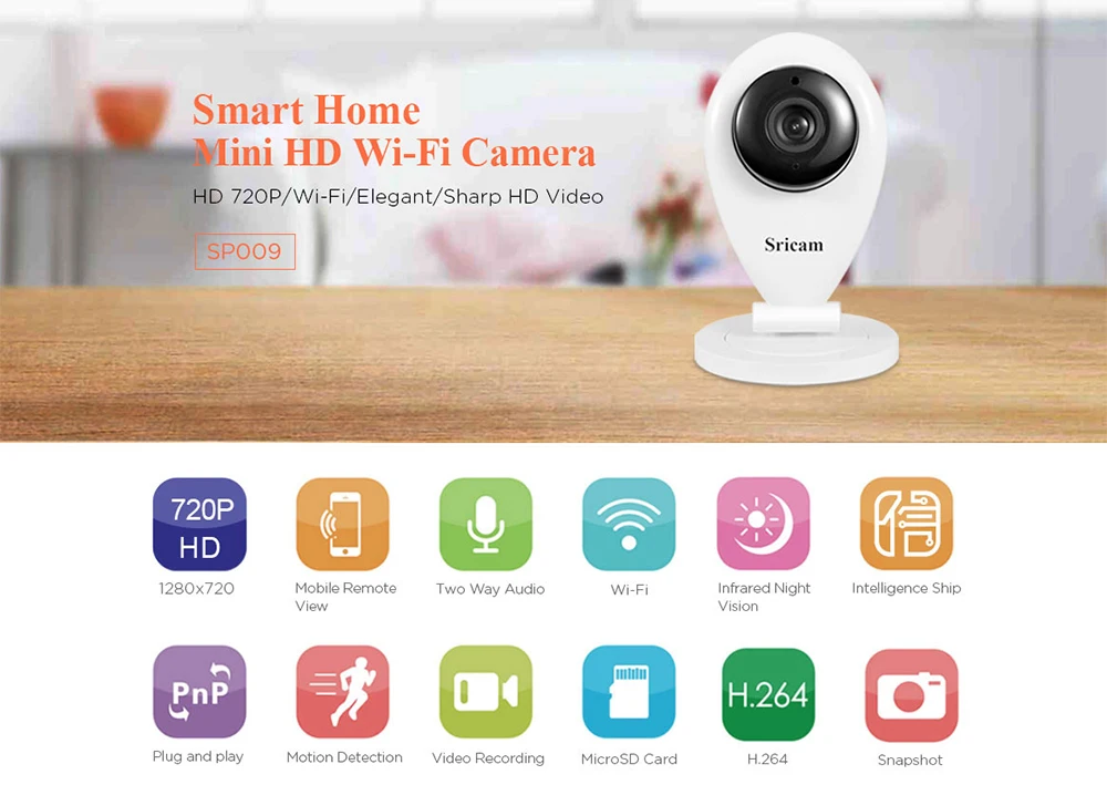 Sricam SP009 IR Cut Wifi IP камера Сетевая Беспроводная 720P HD мини камера CCTV Камера Безопасности Домашняя безопасность детский монитор