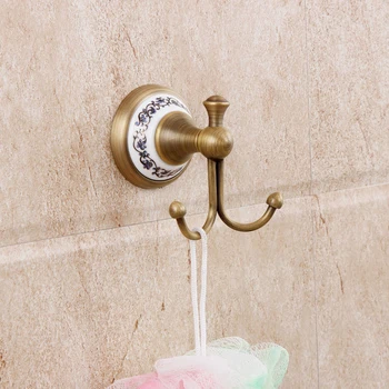 

Antique Brushed Robe Hooks Solid Brass Coat Hook Bronze Bathroom Hanging Hook Wall Mounted Bathroom Products