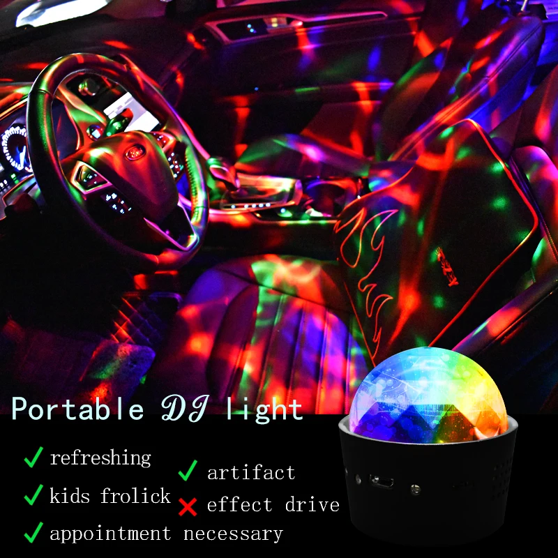 Портативный автомобильный музыкальный DJ светильник с батареей мини RGB клубный