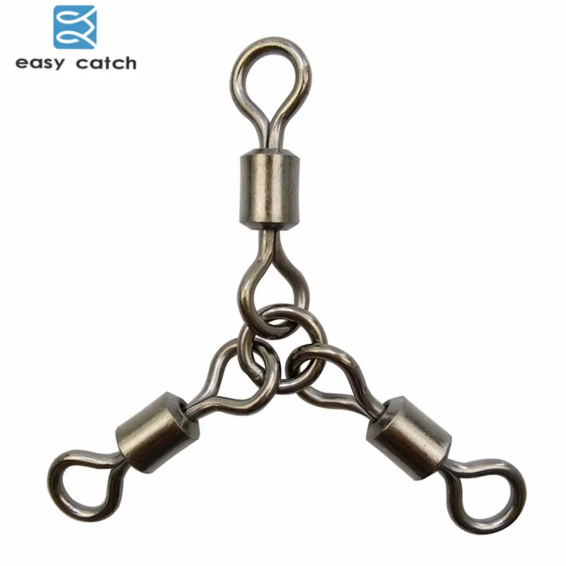 Easy Catch 10pcs Heavy Three Way Rolling Fishing Swivel Heavy Duty Big