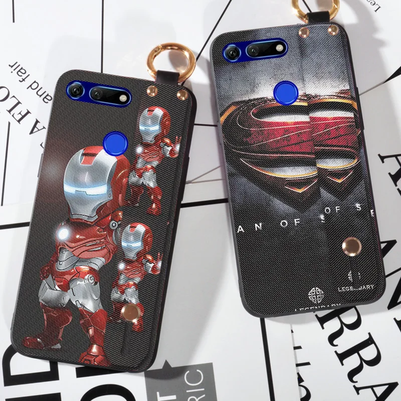 

Wrist Strap Band Cases For Huawei P Smart 2019 Russian Soft Relief Coque Cover For Huawei Honor View 10 20 V10 V20 Stand Capa