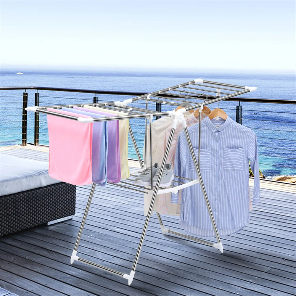 Finether Collapsible Adjustable Indoor,Outdoor Gullwing Drying Rack, Space-Saving Clothes Hanger Laundry Clothing Organization 0