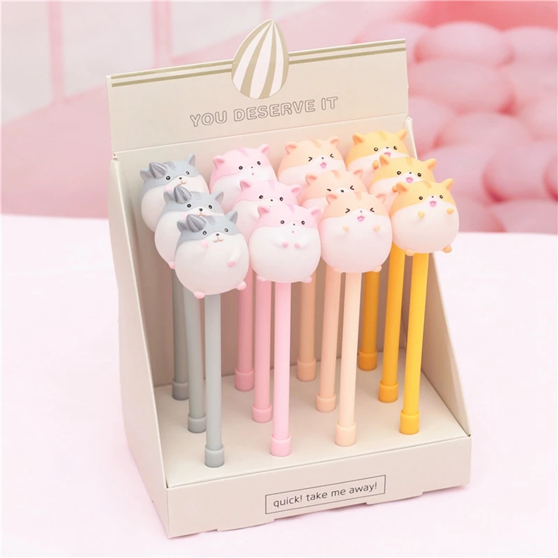 12pcs/lot Lovely Hamster Gel Pen Kawaii Pen Gift School Office Supplies