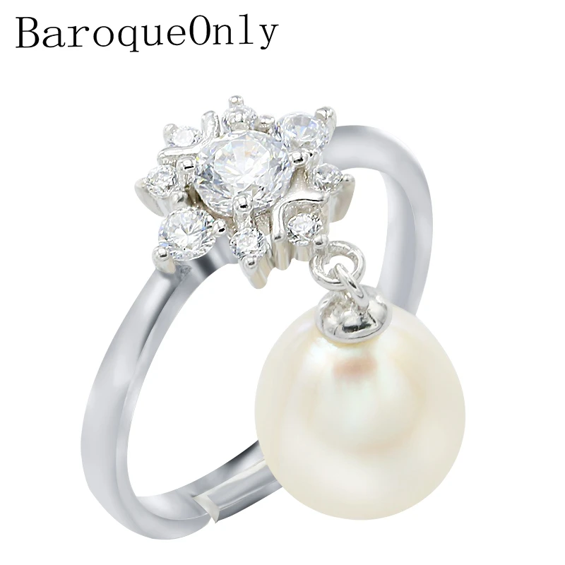 BaroqueOnly 100% кольца из натурального жемчуга регулируемое свадебное кольцо с