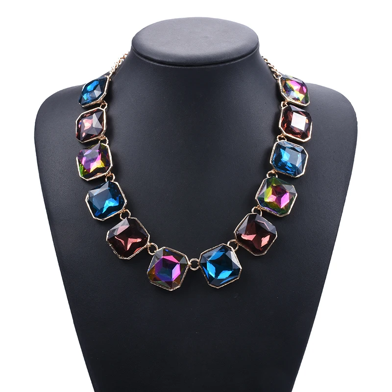 

PPG&PGG New Multicolored Bohemian Glass Crystal Collar Chokers Necklace For Women Facebook Maxi Collier Statement Jewelry