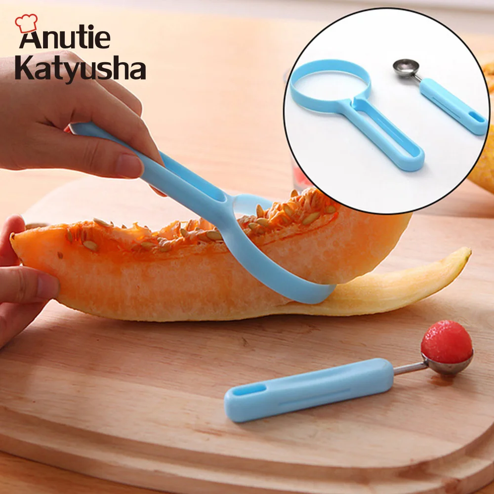 2Pcs/set Melon Baller + Fruit Peeler Watermelon Slicer Melon Spoon