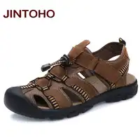 JINTOHO New Summer Beach Water Shoes Genuine Leather Men Sandals Fashion Male Hiking Sandals Aqua Water Shoes Upstream Shoes