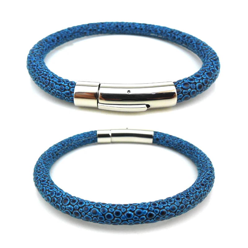 BL05-7 Stainless Steel genuine leather bracelet bangle
