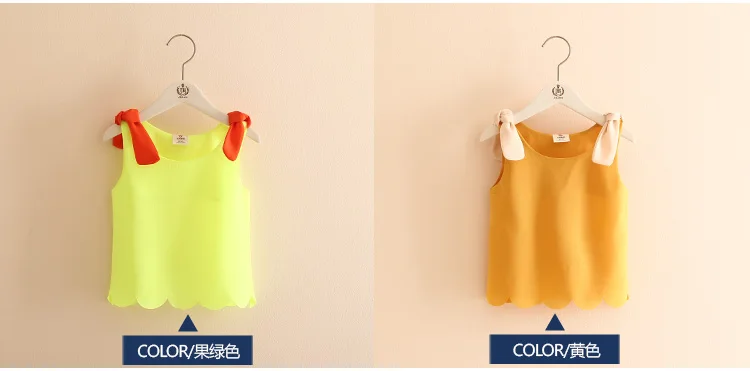 Girls Tops 2018 Summer Cotton Candy Color Orange Black White Blue Yellow Pink Purple Sleeveless O-Neck Chiffon T-Shirt Baby Girl (5)