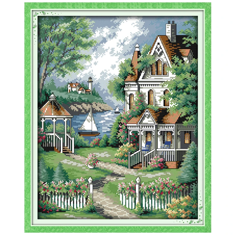 

European-style villa Patterns Counted Cross Stitch Diy 11 14CT Cross Stitch Set Landscape Cross-Stitch Kit Embroidery Needlework