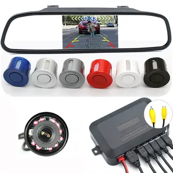 

GreenYi 3 In 1 Car IR Rear View Backup Camera with 10 LEDs + 4.3 Inch TFT LCD Mirror Monitor + Video Radar Parking Sensor Alarm