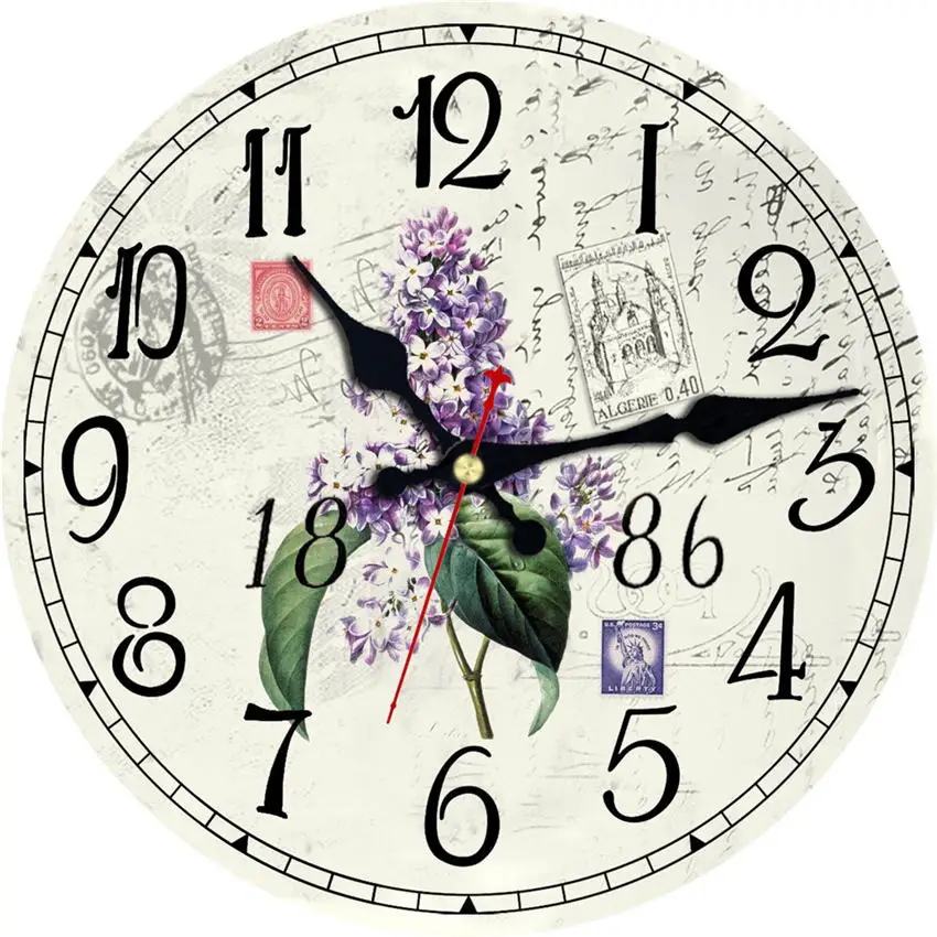 WONZOM Кухня Вино современный стиль деревянные картонные часы, цветы круглые Настенные часы для домашнего декора гостиной не тикающий звук - Цвет: Flower Wall Clock 12