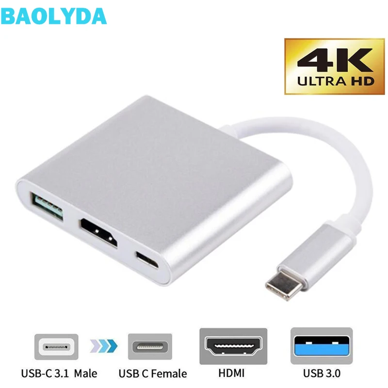 Baolyda USB C док-станция HDMI Тип C к HDMI концентратор адаптер 4 к USB C многопортовый адаптер USB C конвертер для MacBook/Chromebook Pixel/Dell