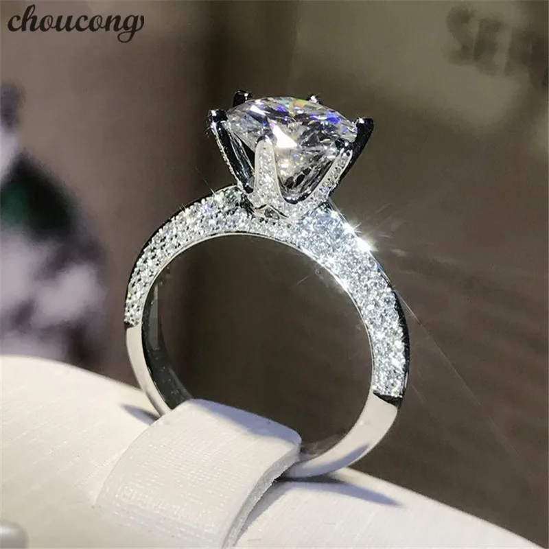 Choucong, ручная работа, Настоящее 925 пробы, серебряное кольцо, круглое, 0.8ct, AAAAA, циркон, обручальное кольцо, кольца для мужчин и женщин, Bijoux