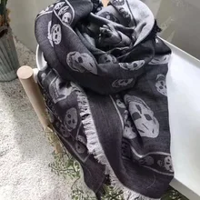 Women Cashmere Scarf Designer Luxury Brand 2017 55% Cashmere 45% Silk Skull Head Ghost Warm Scarves Headwear Bandanas 105*120cm