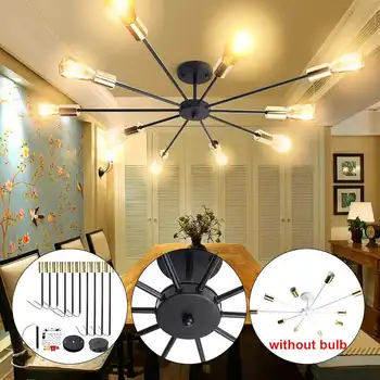 

Smuxi E27 Chander Lights Vintage LED Chandeliers Industrial Edison 10 Lights Chandelier Fixture White Not Included Bulb 85-265V
