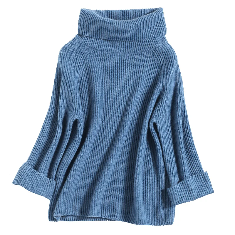 

2019 autumn and winter basic sweater temperament female long sleeve thick warm loose cashmere wool high collar women's jumper
