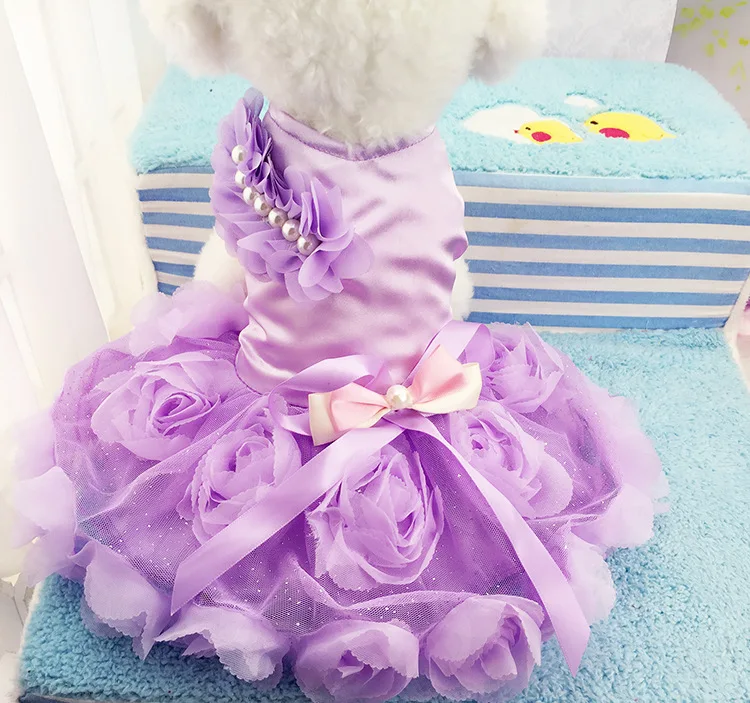 D74 Sweety Pet Dog Dress Puppy Wedding Dresses for Small Dog Clothes