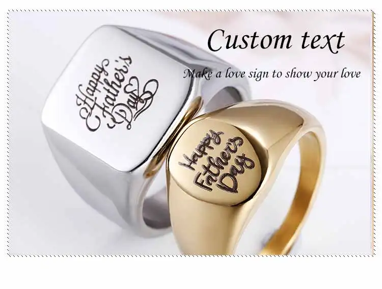 Персонализированное кольцо на заказ с Выгравированными именами, фото, кольцо из нержавеющей стали, квадратная Большая ширина, перстень, кольца для мужчин, Anillos Mujer
