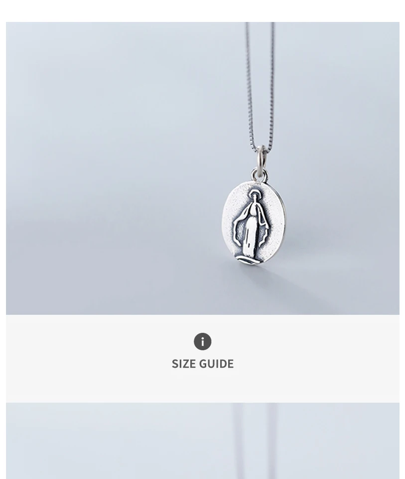 New Simple Vintage Carved Sterling Silver Virgin Mary Pendant Necklace Gifts For Women Men Religious Jewellery 925 Collar Bijoux (3)
