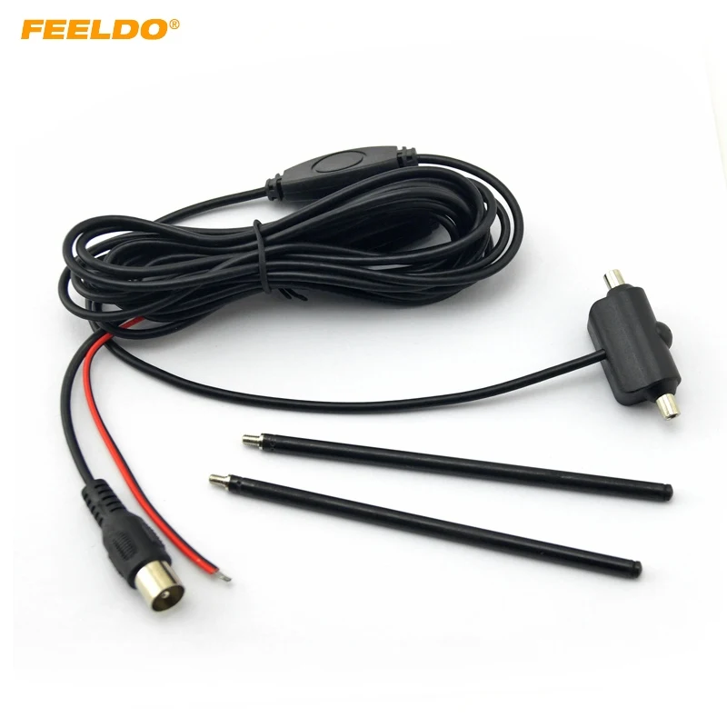 

FEELDO 1Set 3 Meters Car IEC Plug Active Antenna With Built-in Amplifier For Digital TV Car Antenna