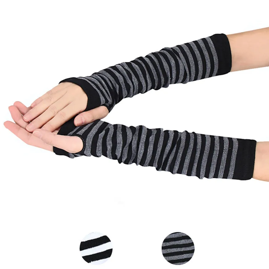 MUQGEW Winter Wrist Arm Hand Arm Warmers Knitted Long Fingerless Gloves