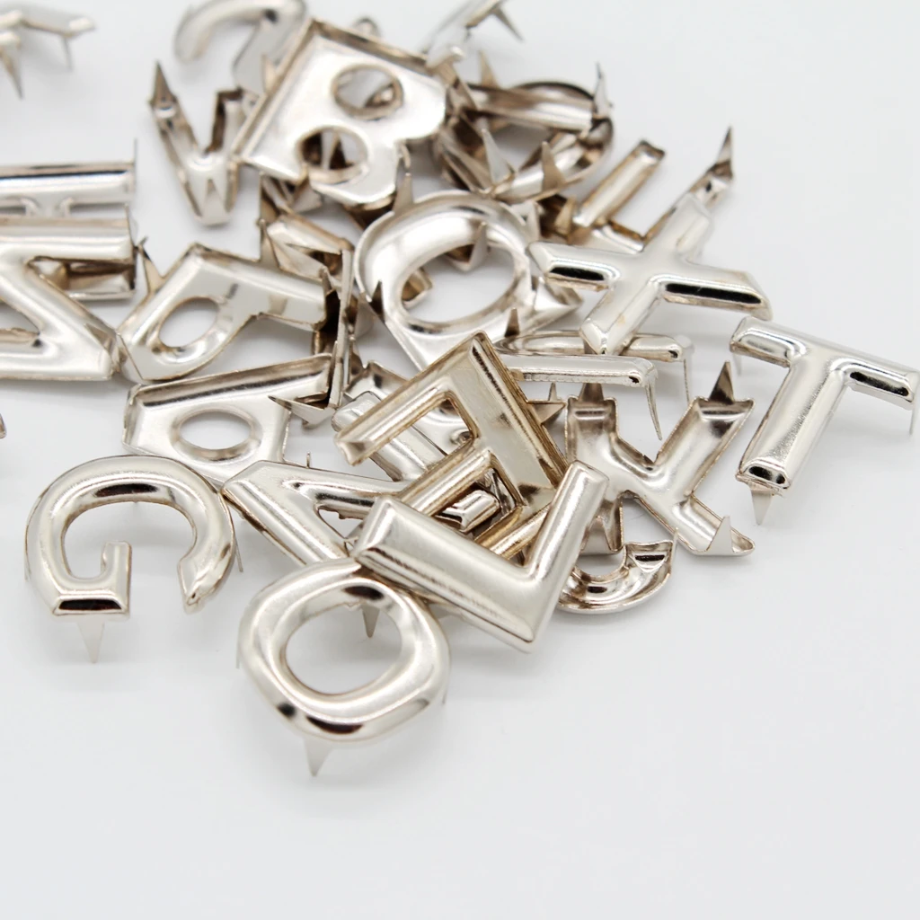 130Pcs A-Z Letters Punk Garment Rivets Claws Stud for Bag Hat Leather Shoes Jeans Decoration DIY Craft Accessory
