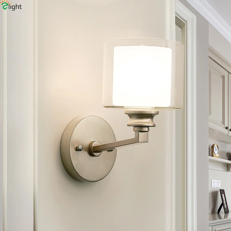  Modern Metal Led Wall Lights Lustre Glass Shades Bedroom Led Wall Lamp Living Room Led Wall Light F - 32861433568
