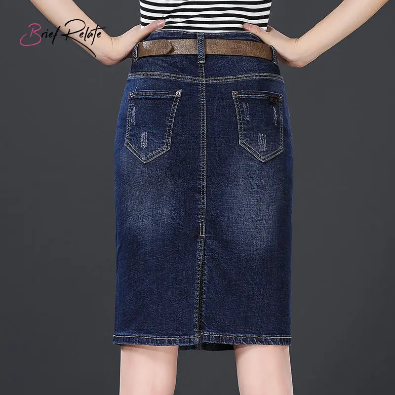 Короткая облегающая короткая джинсовая юбка, новинка, женская летняя мини-юбка с высокой талией, сексуальная Модная Джинсовая юбка с дырками, классическая синяя юбка - Цвет: QS29062 Blue