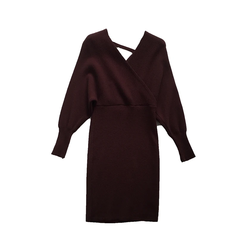 Più Puro Maglia Nuova Collo Natiche Abiti Colore Vestito V brown Blocco Manicotto Nero grigio blu Inverno Vendita grey Formato Donne Festa Collare De Calda Di Del borgogna Delle Vestido arancione Dell'esercito 2018 Il Vadim Scuro verde PqaX17B