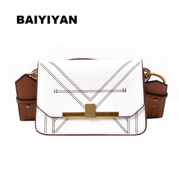 

New Women's PU Leather Thread Shoulder Bag Hasp Crossbody Bag Small Flap Handbag Ladies Messenger Bag