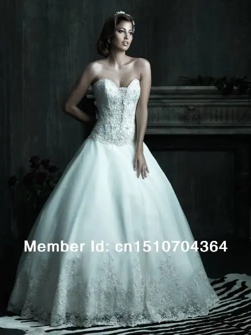 Free Shipping 2014 New Arrival Attractive Ball Gown Sweetheart Organza With Beadings Wedding Dresses Bridal Gowns | Свадьбы и