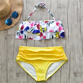 

2019 New Bikinis Women Swimsuit High Waist Bathing Suit Plus Size Swimwear Push Up Bikini Set Vintage Beach Wear Biquini