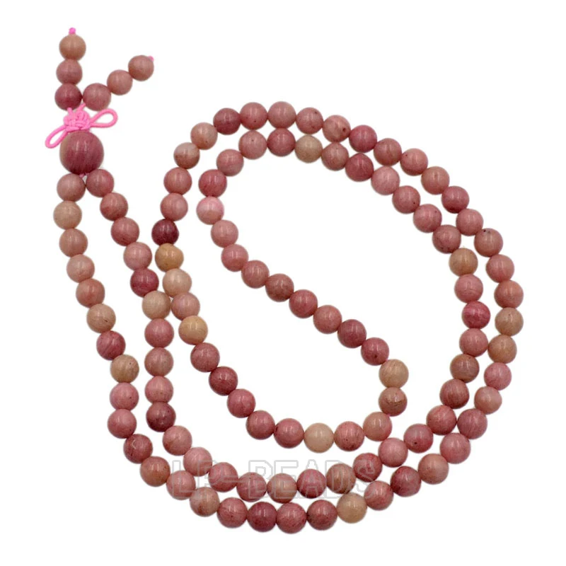 6mm 108 Prayer Red Rhodonite Natural Gem stone Round Beads Stretchy Yoga Buddha Mala Bracelet 3Pcs/lot | Украшения и аксессуары