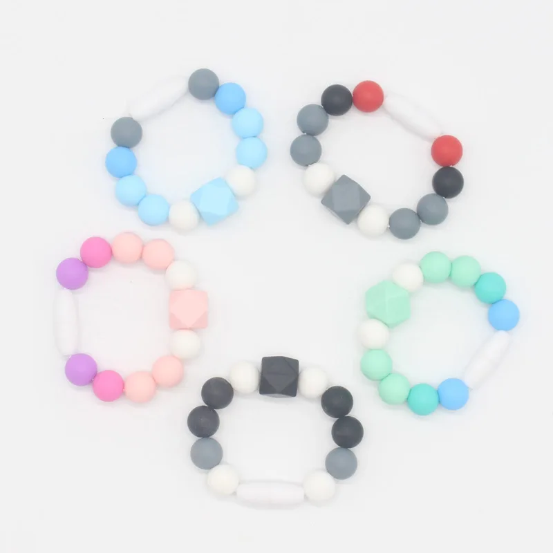 Mambobaby Care Baby Teether Bracelet Silicone Beads Teething Ring