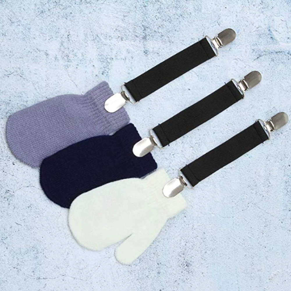 2 шт. нейлоновые одноцветные эластичные перчатки зажимы и зажимы для варежек для детей и взрослых