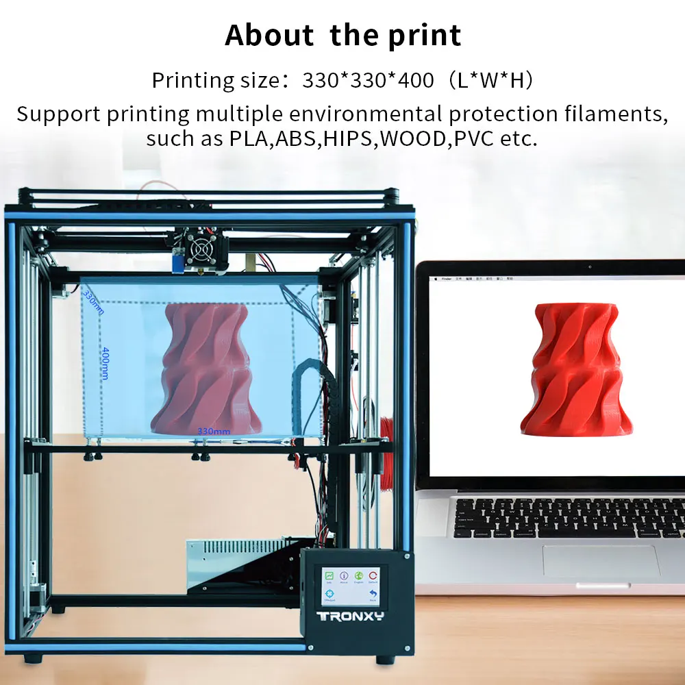 

2019 X5SA DIY full Metal Structure Printing Large Size 330*330*400mm with Full Metal TFT Touch Screen Autolevel 3D Printer KIT