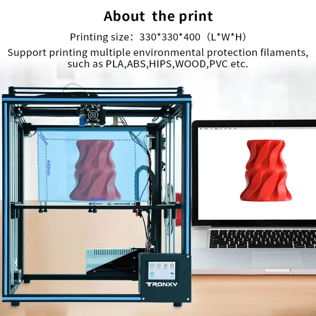 Best Offers 2019 X5SA DIY full Metal Structure Printing Large Size 330*330*400mm with Full Metal TFT Touch Screen Autolevel 3D Printer KIT