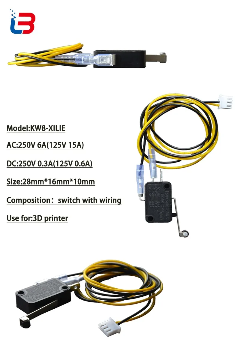 Tronxy 3D Принтер часть концевой выключатель KW8-XILIE roller lever фиксатор для 3d принтера с проводкой COM и не 250/125V 6/15/0,3/0,6/A