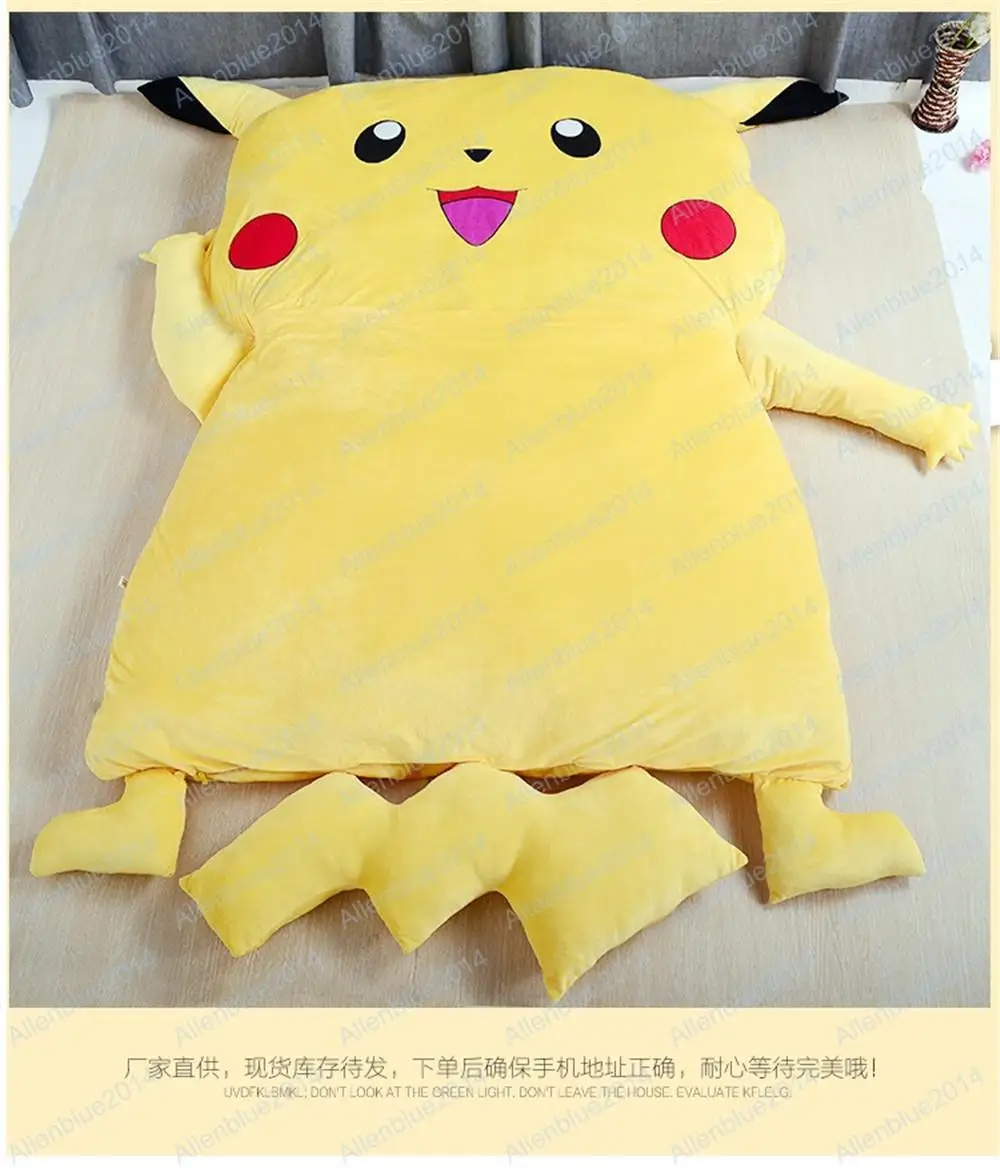 Giant Pikachu Sleeping Bag Cotton Filled Tatami Mattress Quilt Sofa Double Bed Cushion Plush Memory Foam Big Xmas Birthday Gift