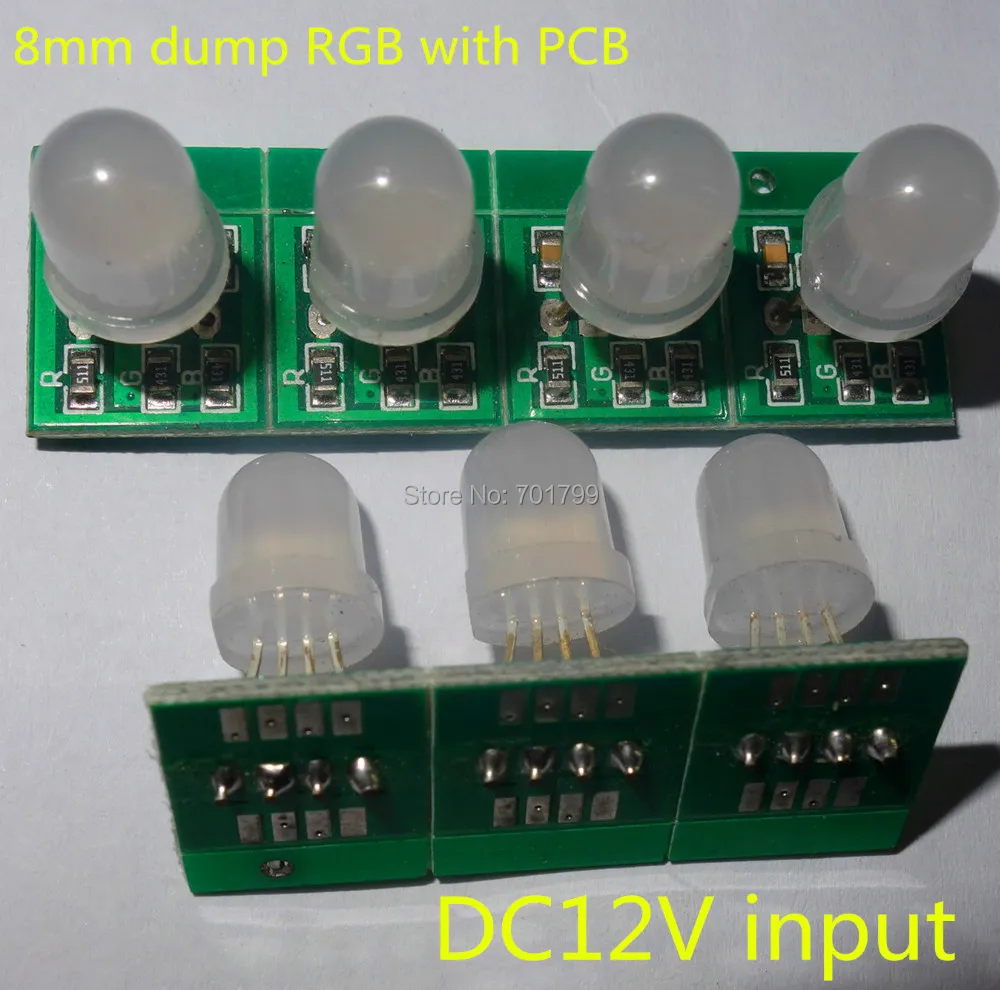 DC12V 8 мм Круглая Шапка узел сброса RGB led с печатной платой; 0,24 Вт светодиодный; вход; не обладает водонепроницаемостью