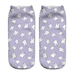 Новое поступление женские носки Рождество 3D принт зубы фиолетовый Harajuku стиль милые Calzini унисекс Calzas Low Cut лодыжки Calcetines
